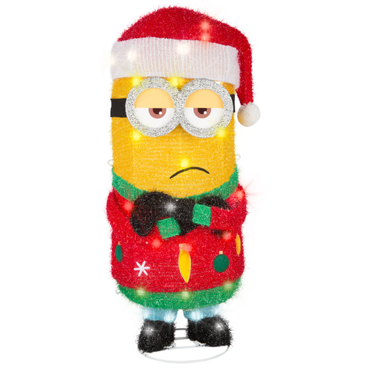 Holiday Tinsel Yard Sculpture Minion Kevin in Santa Hat 28" Universal