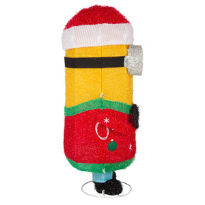 Gemmy Holiday Tinsel Yard Sculpture Minion Kevin in Santa Hat 28" Universal, Multicolored