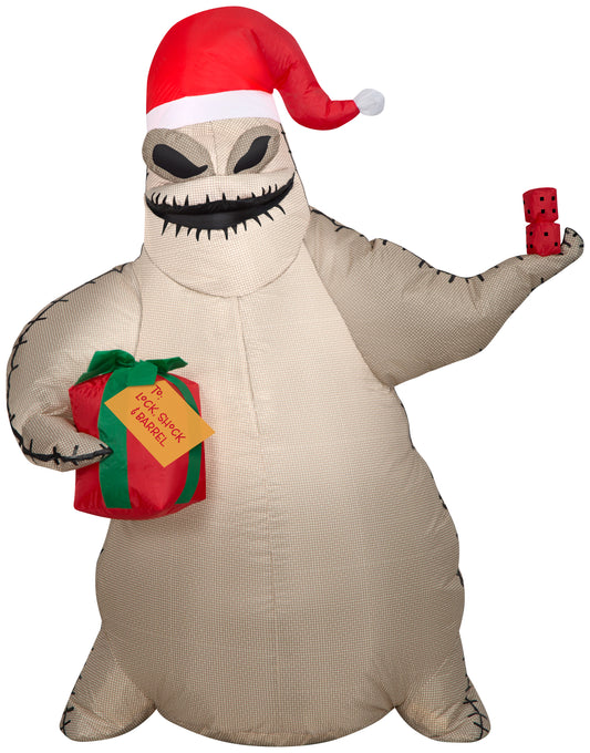 Christmas Inflatable Oogie Boogie w/Santa Hat and Present, 3.5 ft Tall, Brown