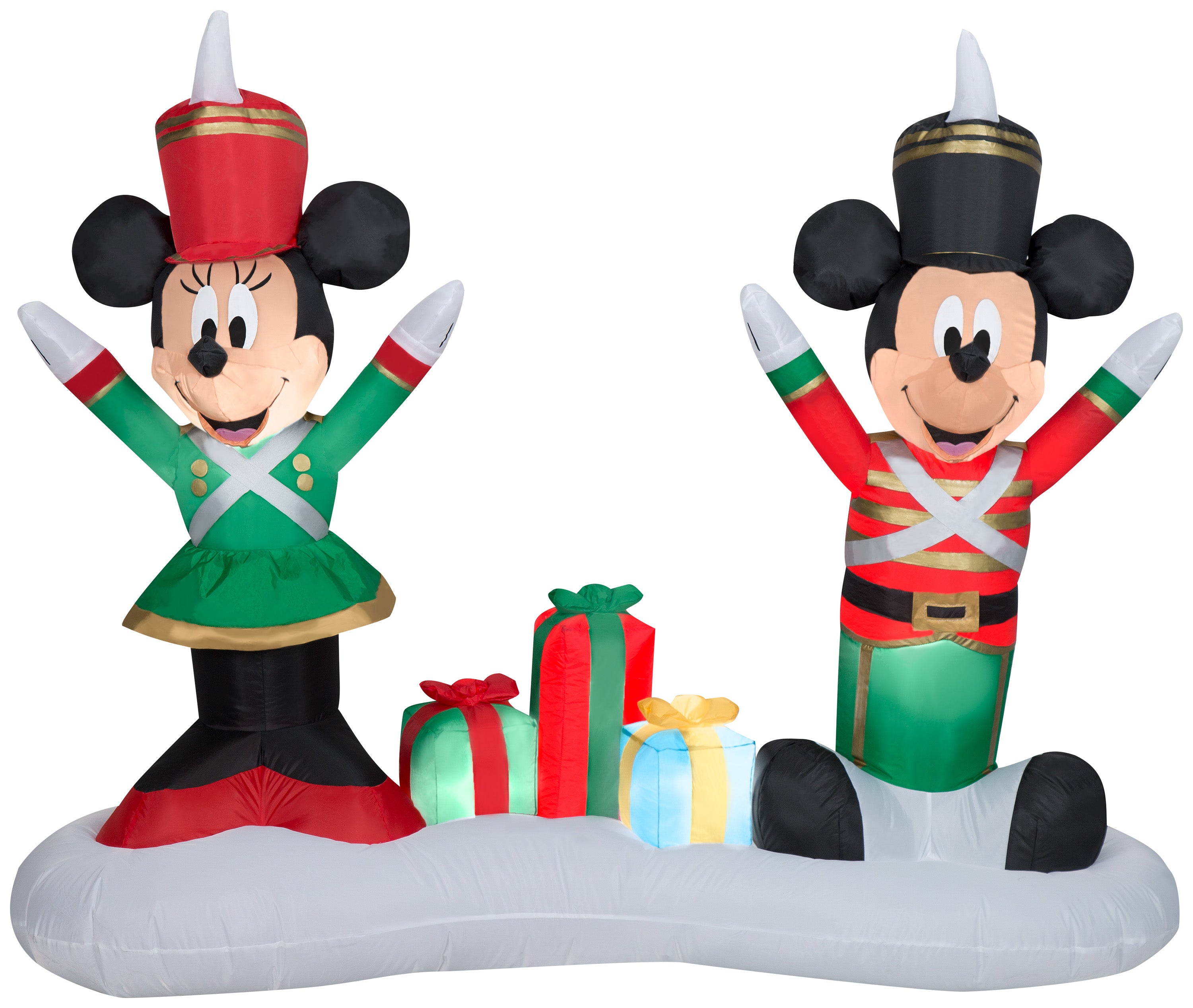 Gemmy Airblown Inflatable Inflatable Mickey Mouse and Minnie Mouse as Toy Soldiers, 4.5 ft Tall