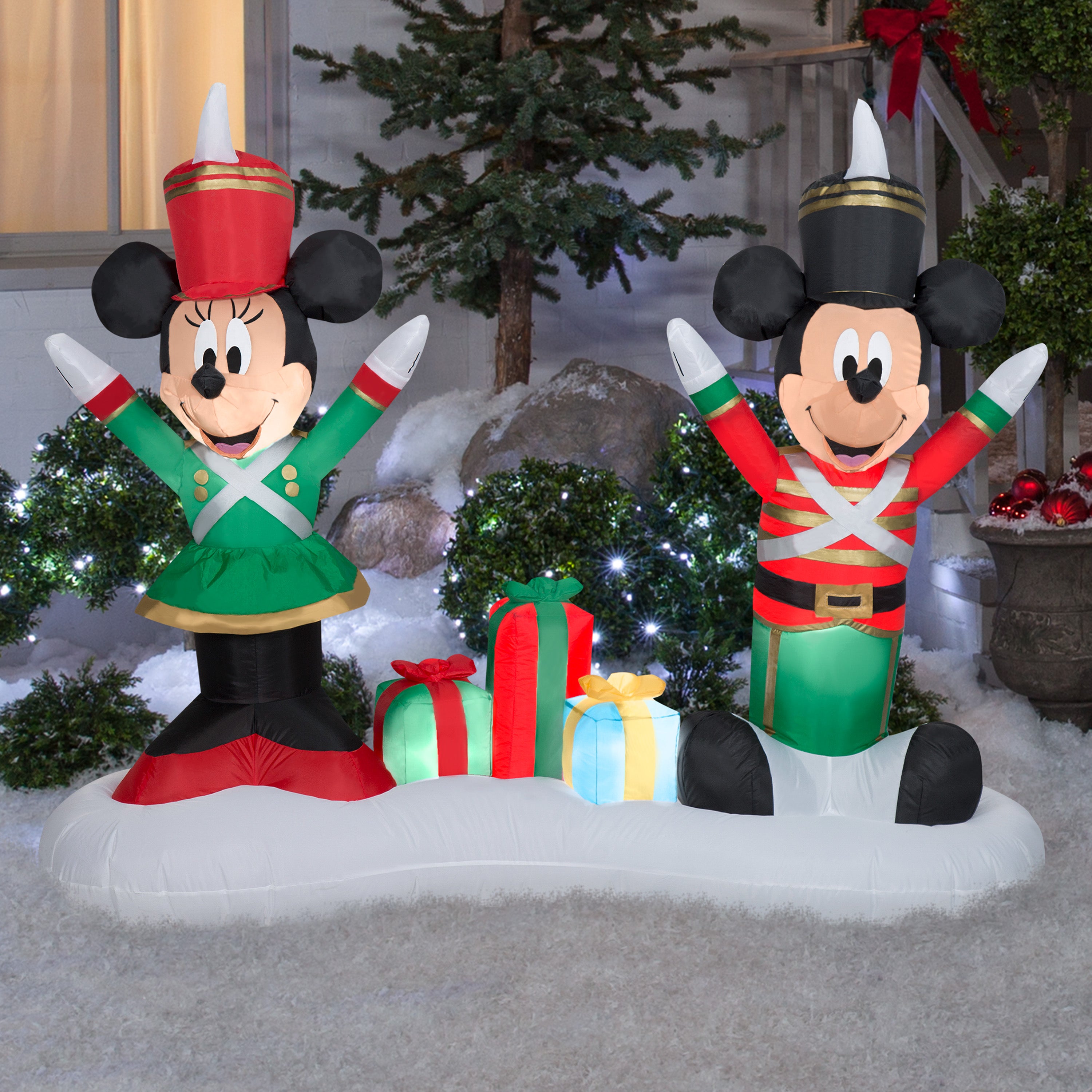 Gemmy Airblown Inflatable Inflatable Mickey Mouse and Minnie Mouse as Toy Soldiers, 4.5 ft Tall
