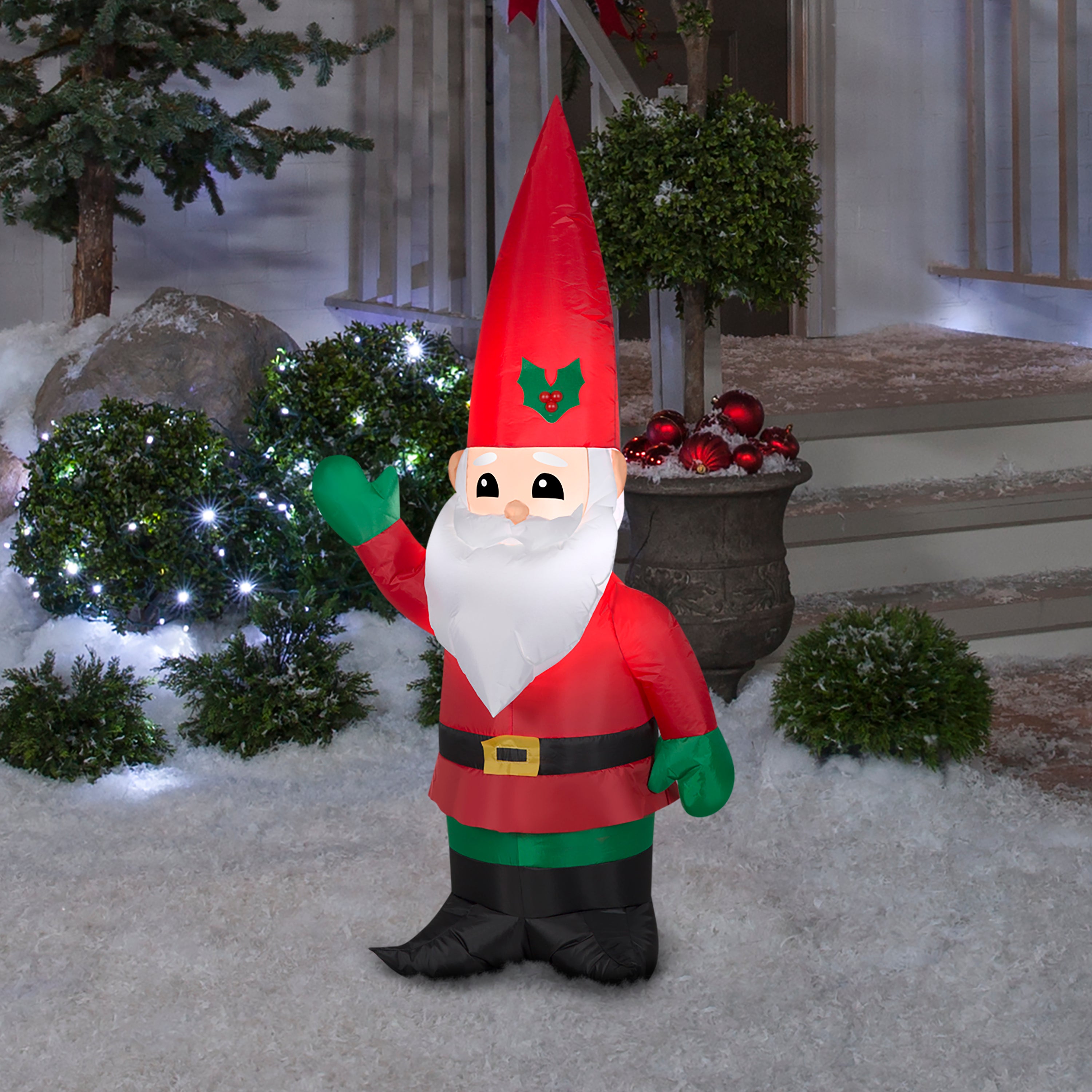 Gemmy Christmas Inflatable Santa Gnome, 4 ft Tall, Multi