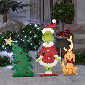 Gemmy Flat Tastics™ Grinch and Max Lighted Christmas Yard Decor, Multi