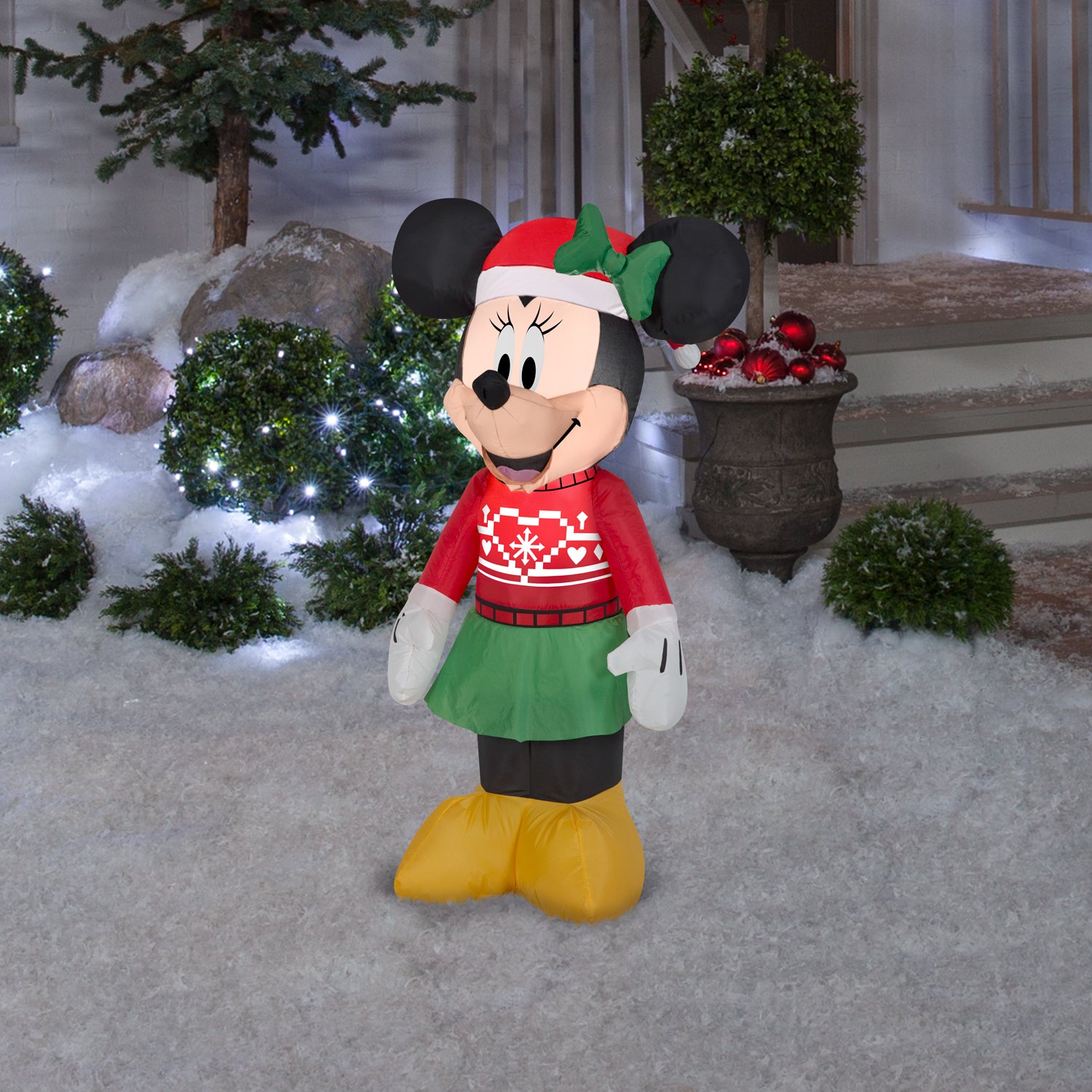 3.5-Ft Disney Minnie Mouse in Ugly Sweater Christmas Inflatable lifestyle