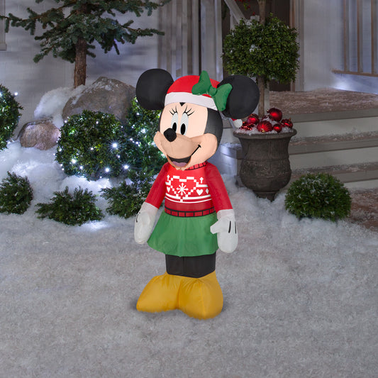 3.5-Ft Disney Minnie Mouse in Ugly Sweater Christmas Inflatable lifestyle