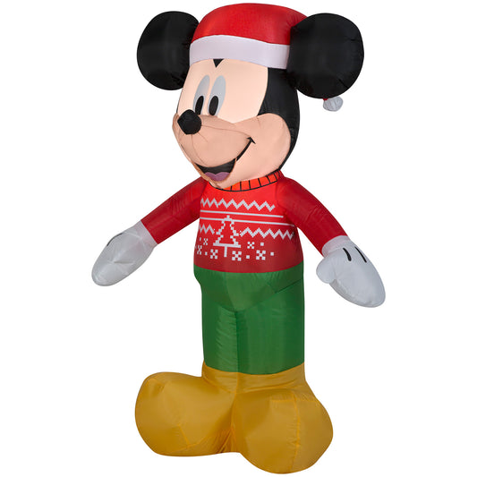 Disney Christmas Inflatable Mickey in Ugly Sweater, 3.5 ft Tall
