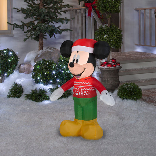 Disney Christmas Inflatable Mickey in Ugly Sweater, 3.5 ft Tall lifestyle