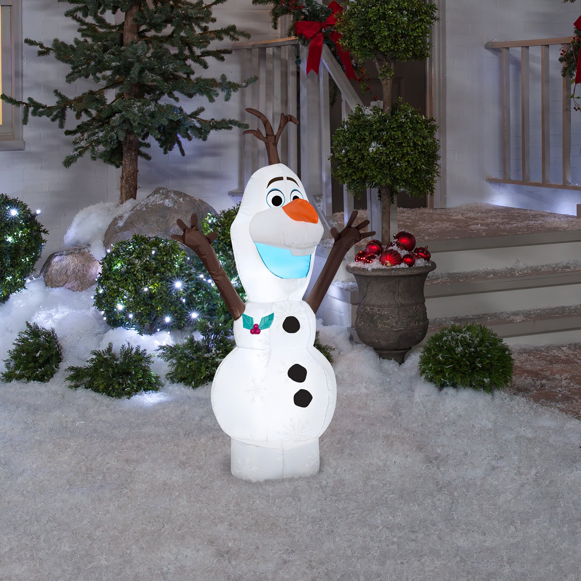 Christmas Inflatable Olaf in Standing Pose, 4 ft Tall lifestyle