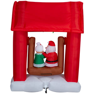 Gemmy Animated Christmas Inflatable Mr. and Mrs. Claus on Swing, 7 ft Tall, Multi