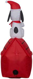 Gemmy Christmas Airblown Inflatable Inflatable Snoopy on Dog House, 4 ft Tall, red