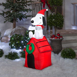 Load image into Gallery viewer, Gemmy Christmas Airblown Inflatable Inflatable Snoopy on Dog House, 4 ft Tall, red
