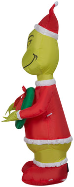 Load image into Gallery viewer, Gemmy Christmas Airblown Inflatable Grinch as Santa w/Wreath Dr. Seuss, 4 ft Tall, Multicolored
