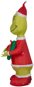 Gemmy Christmas Airblown Inflatable Grinch as Santa w/Wreath Dr. Seuss, 4 ft Tall, Multicolored