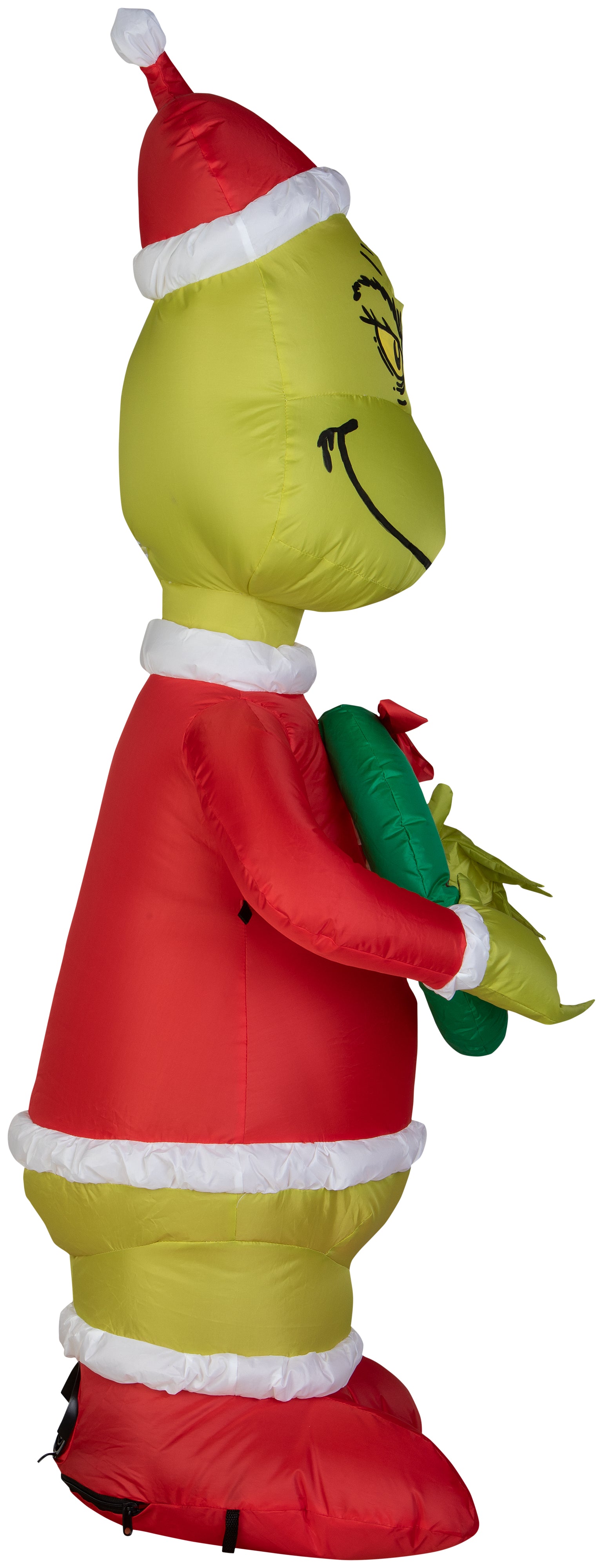 Gemmy Christmas Airblown Inflatable Grinch as Santa w/Wreath Dr. Seuss, 4 ft Tall, Multicolored