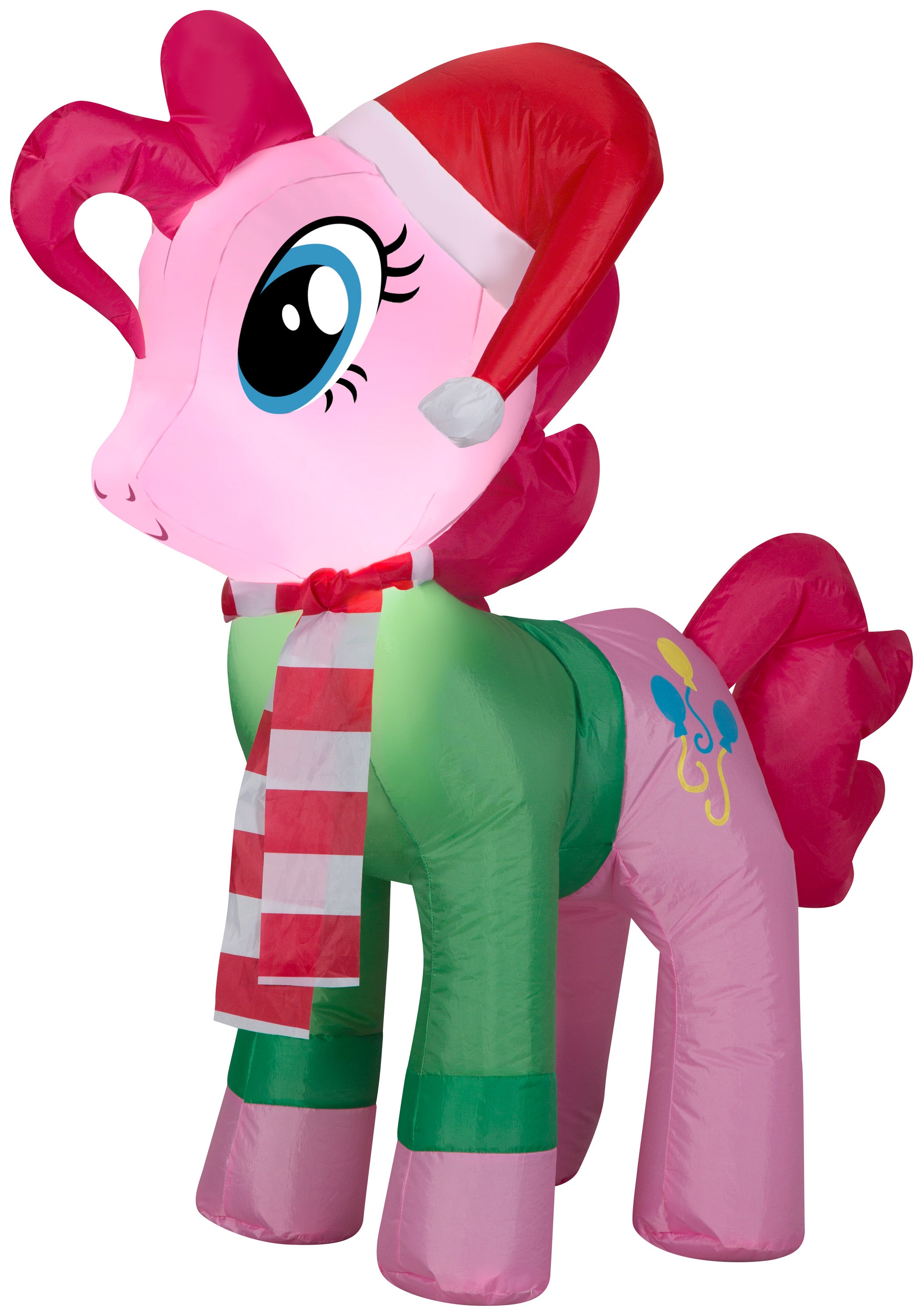 Gemmy Christmas Airblown Inflatable Inflatable Pinkie Pie with Santa Hat and Green Sweater