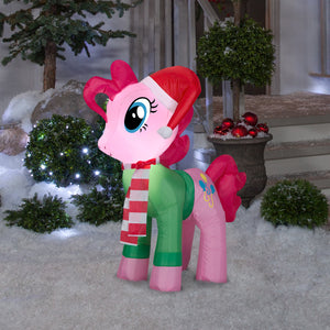 Gemmy Christmas Airblown Inflatable Inflatable Pinkie Pie with Santa Hat and Green Sweater