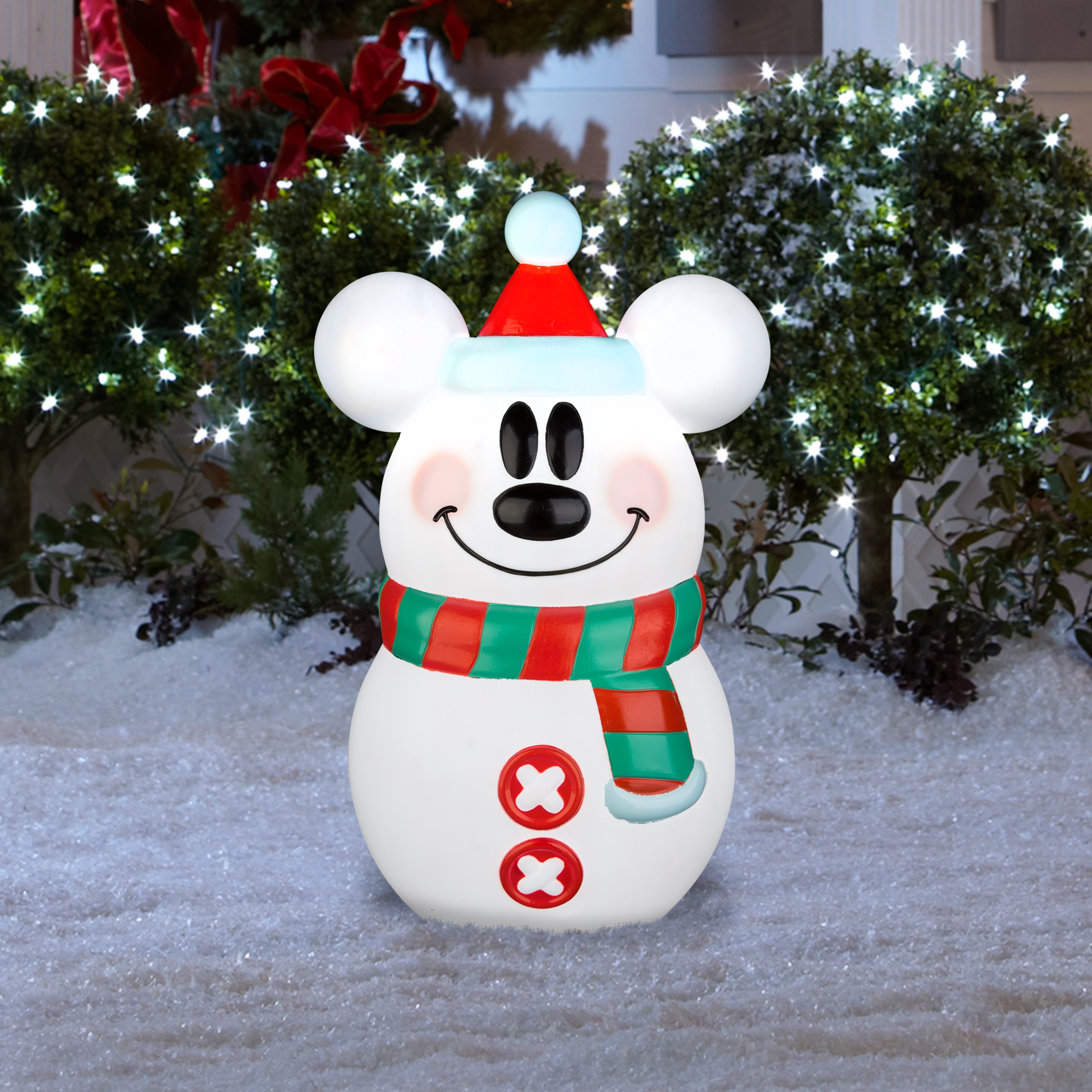 Disney Lighted Blow Mold Outdoor Decor Stylized Mickey Mouse Snowman 24" Disney, Multi