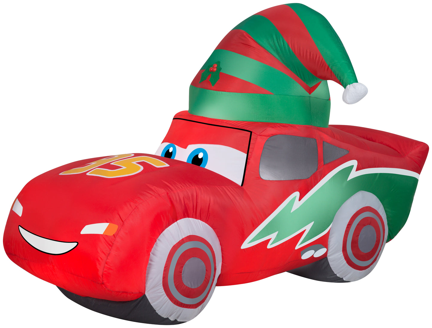 Christmas Inflatable McQueen w/Stocking Cap S LG Disney, 3.5 ft Tall, red