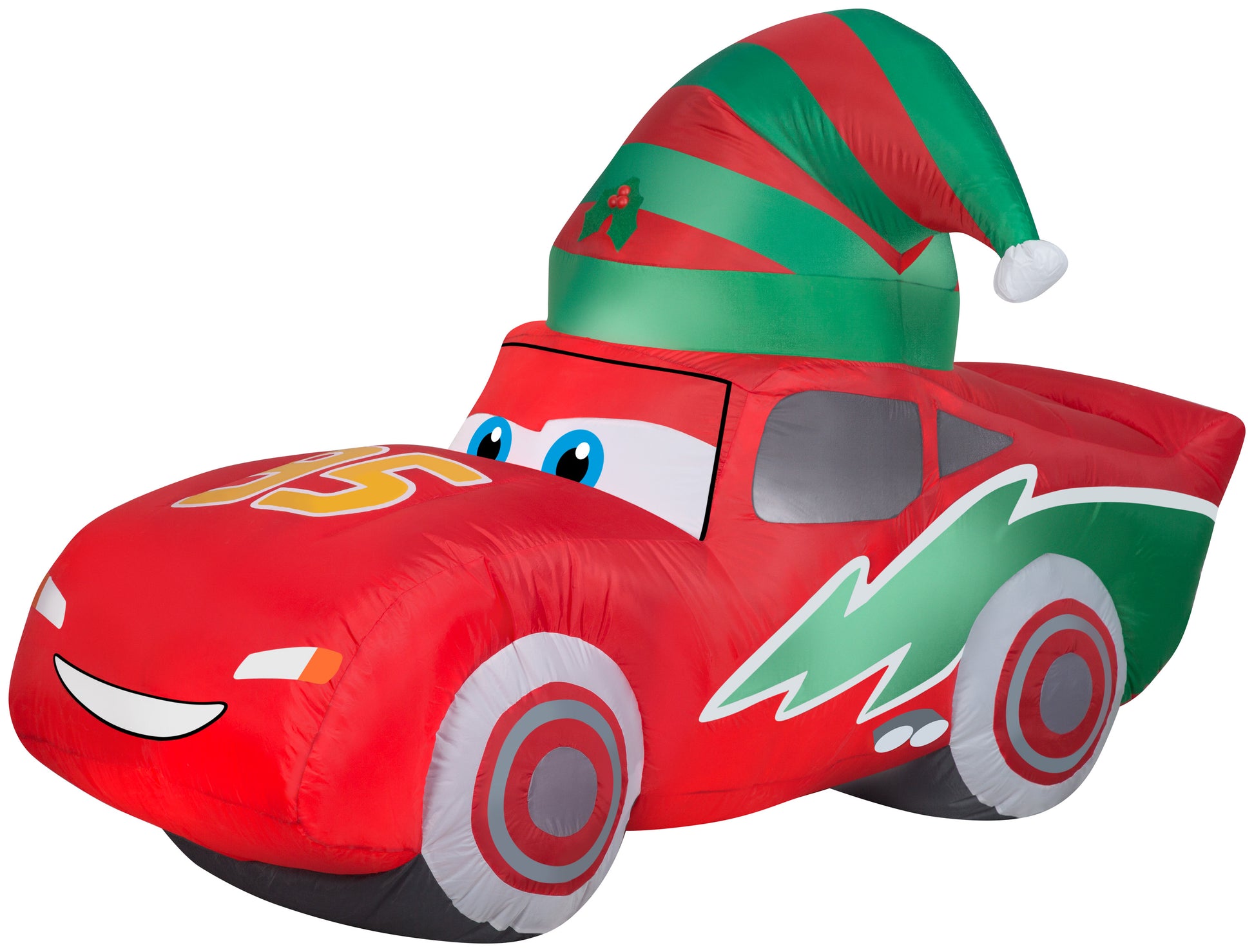 Christmas Inflatable McQueen w/Stocking Cap S LG Disney, 3.5 ft Tall, red