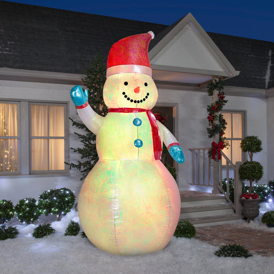 Gemmy Christmas Inflatable Color Changing Iridescent Snowman, 9 ft Tall, Multi