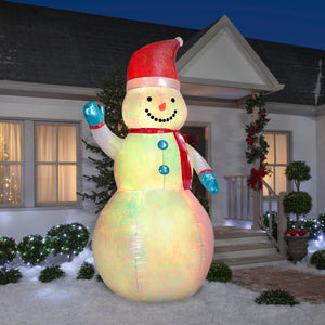 Gemmy Christmas Inflatable Color Changing Iridescent Snowman, 9 ft Tall, Multi