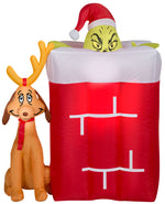 Load image into Gallery viewer, Gemmy Animated Christmas Airblown Inflatable Grinch in Chimney, 6 ft Tall, Red
