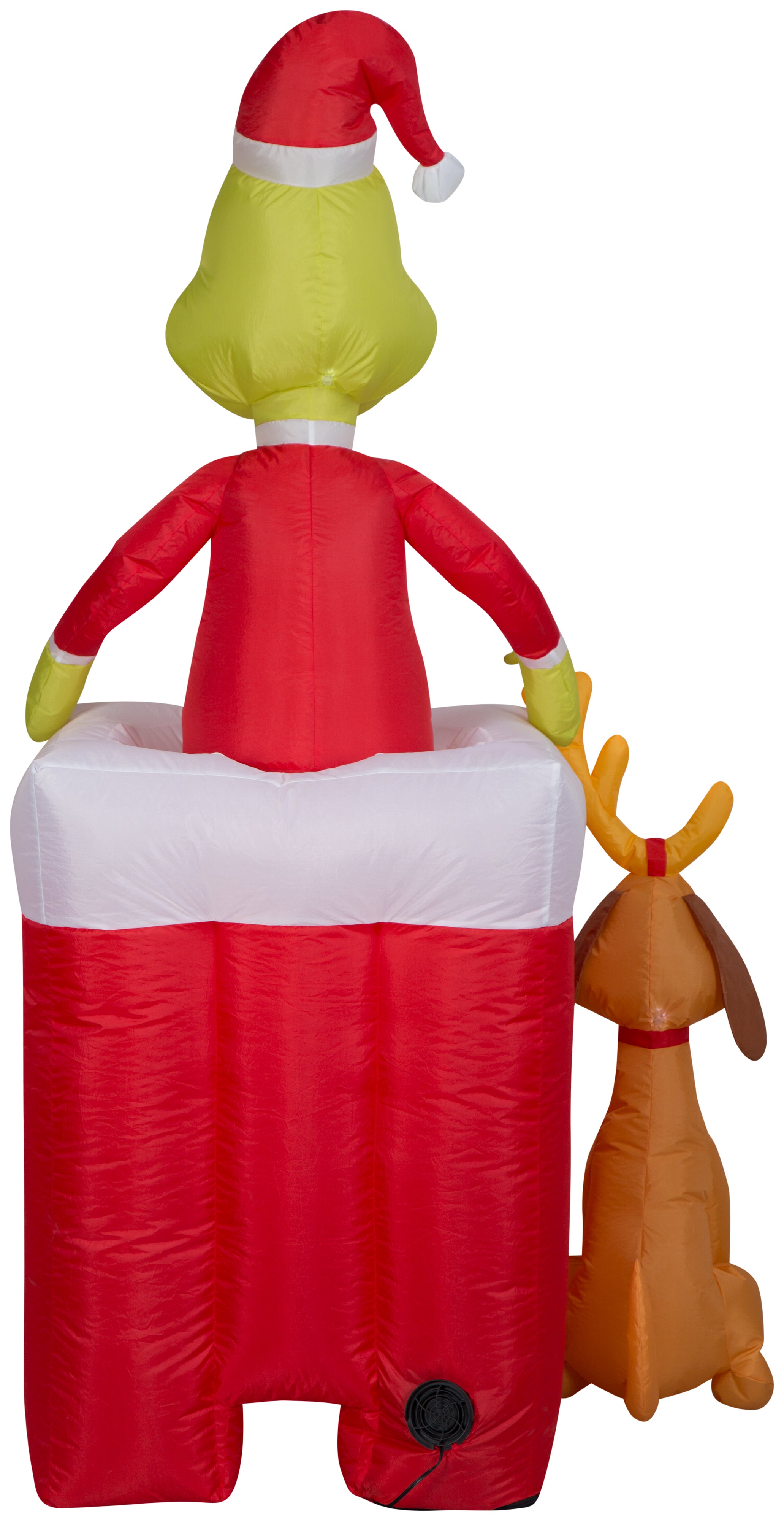 Gemmy Animated Christmas Airblown Inflatable Grinch in Chimney, 6 ft Tall, Red