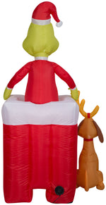 Load image into Gallery viewer, Gemmy Animated Christmas Airblown Inflatable Grinch in Chimney, 6 ft Tall, Red
