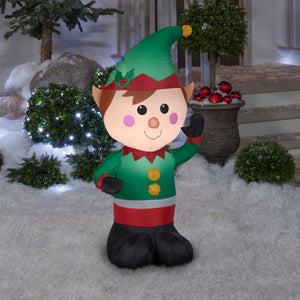 Gemmy Christmas Inflatable Elf, 4 ft Tall, Multi