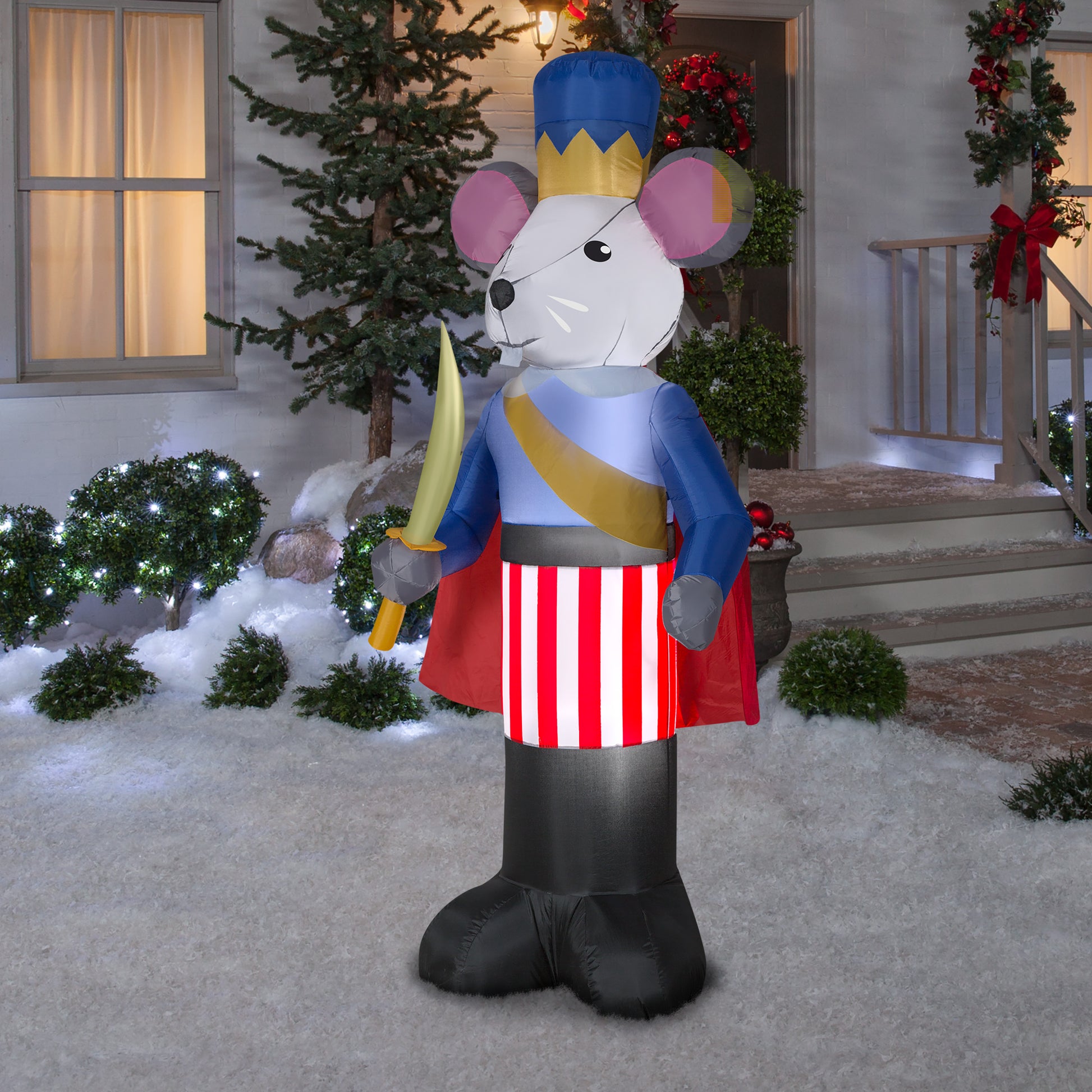 7' Nutcracker Mouse King Christmas Inflatable lifestyle