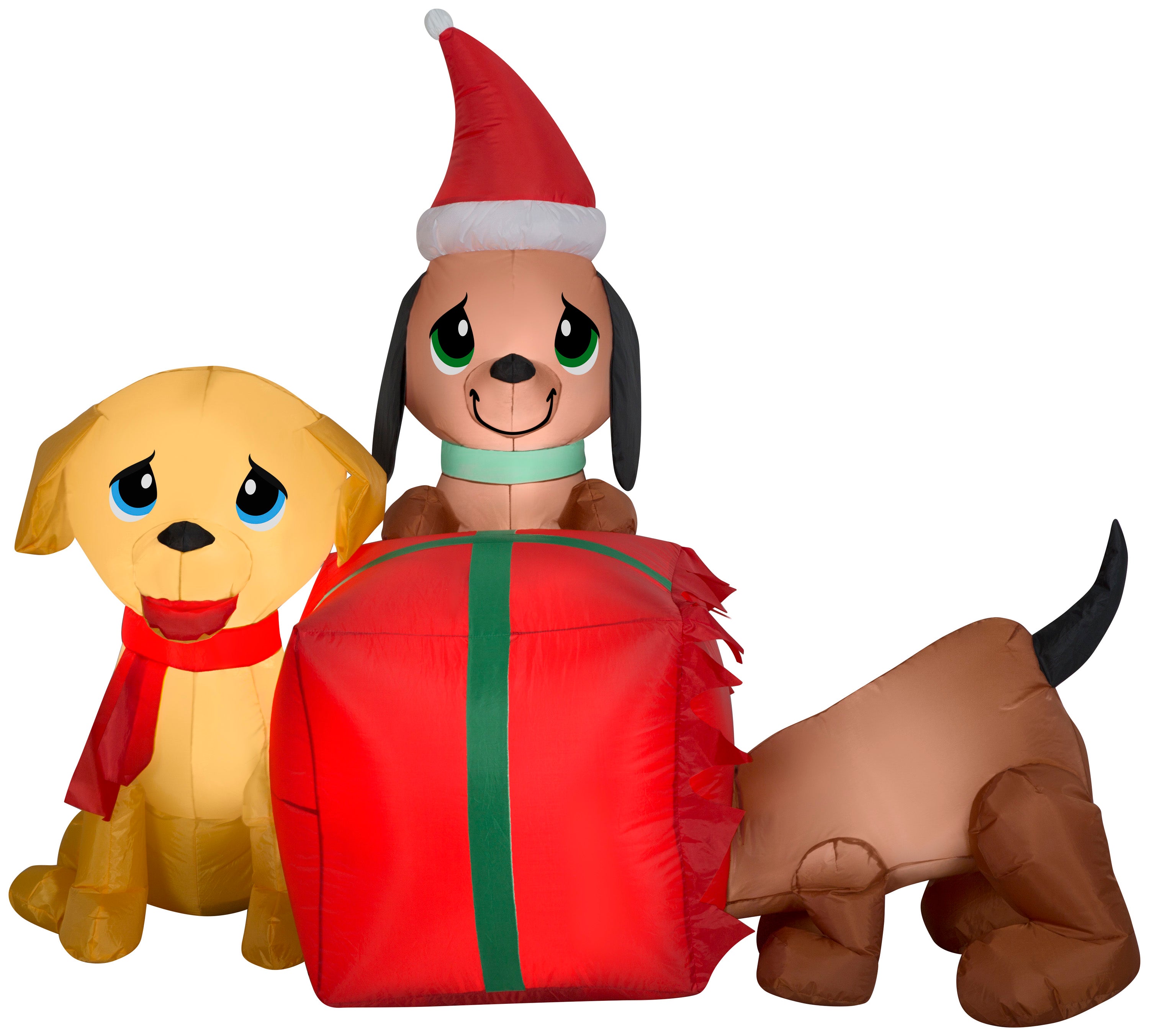 Gemmy 5' Airblown Inflatable Present Puppies Scene