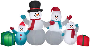 Gemmy Christmas Inflatable Snowman Family Scene with Gifts, 4.5 ft Tall, Multi