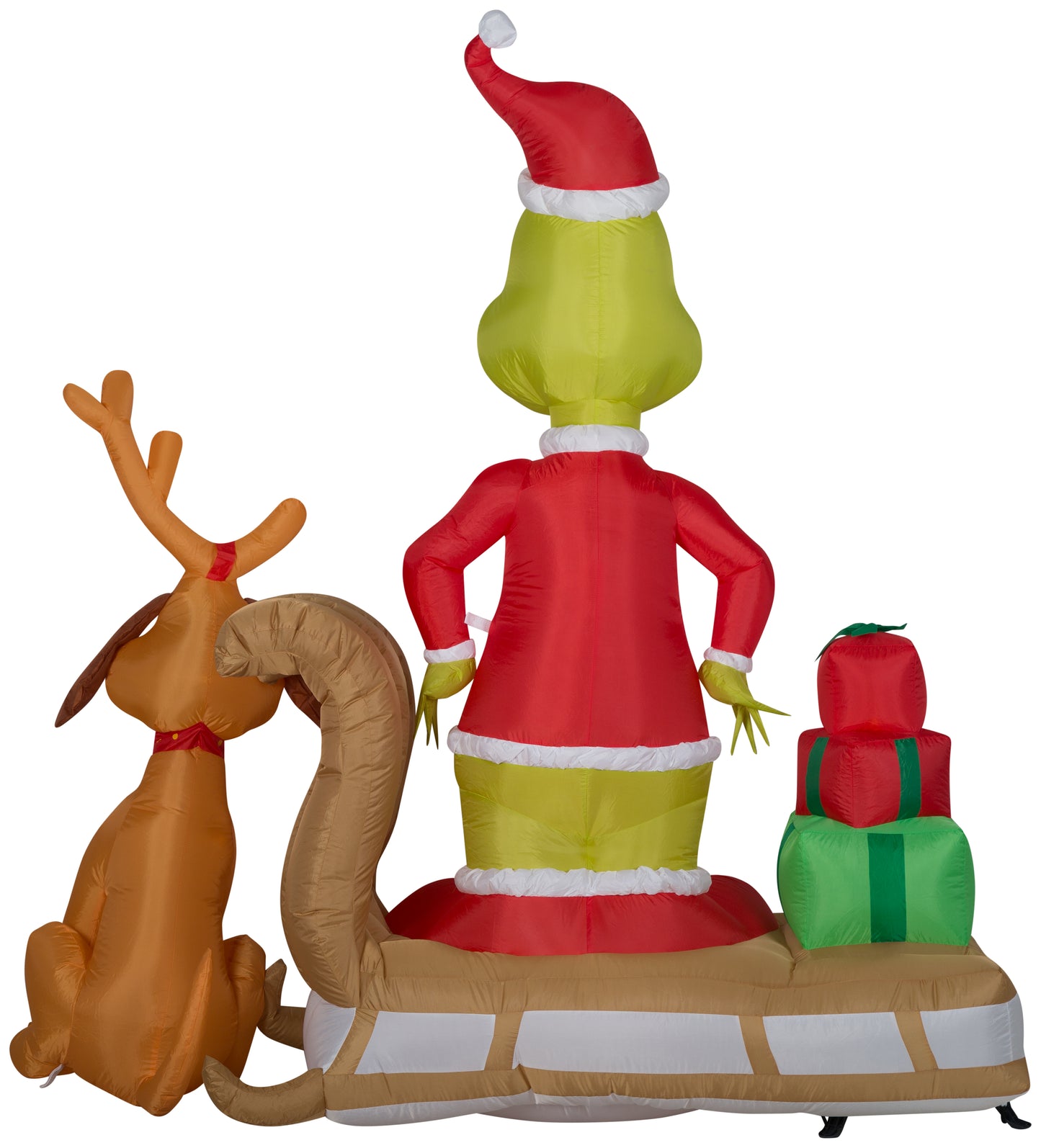 6' Airblown-Grinch and Max on Sled Christmas Inflatable image 4