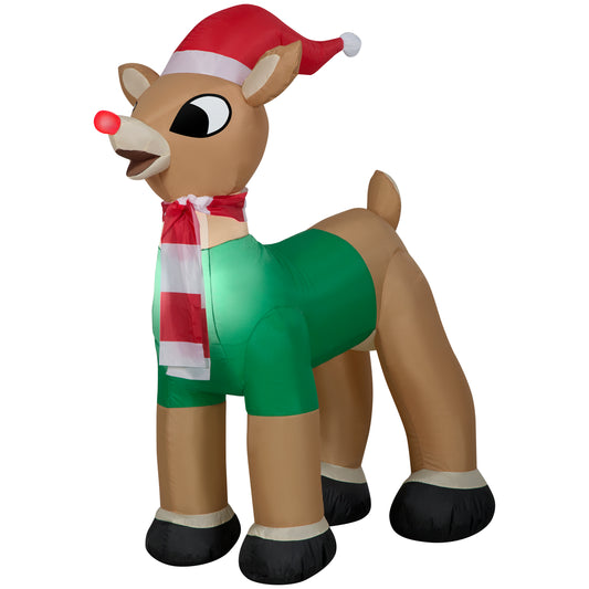 3.5-Ft Rudolph the Red Nosed Reindeer in Santa Hat and Scarf Christmas Inflatable