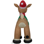 Load image into Gallery viewer, Gemmy Christmas Inflatable Rudolph the Red Nosed Reindeer in Santa Hat and Scarf, 3.5 ft Tall, Multi
