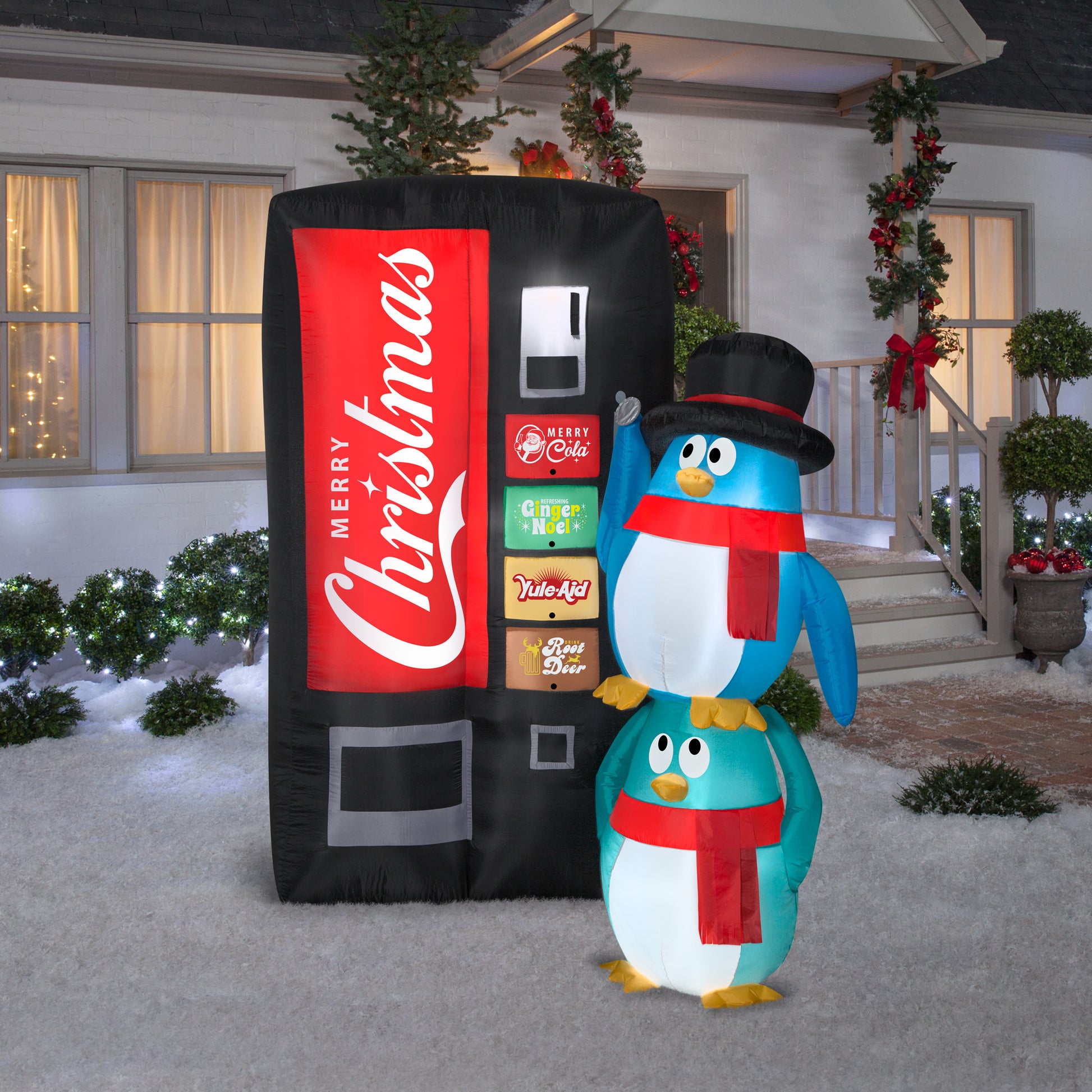 6.5' Merry Christmas Soda Machine Scene Christmas Inflatable lifestyle