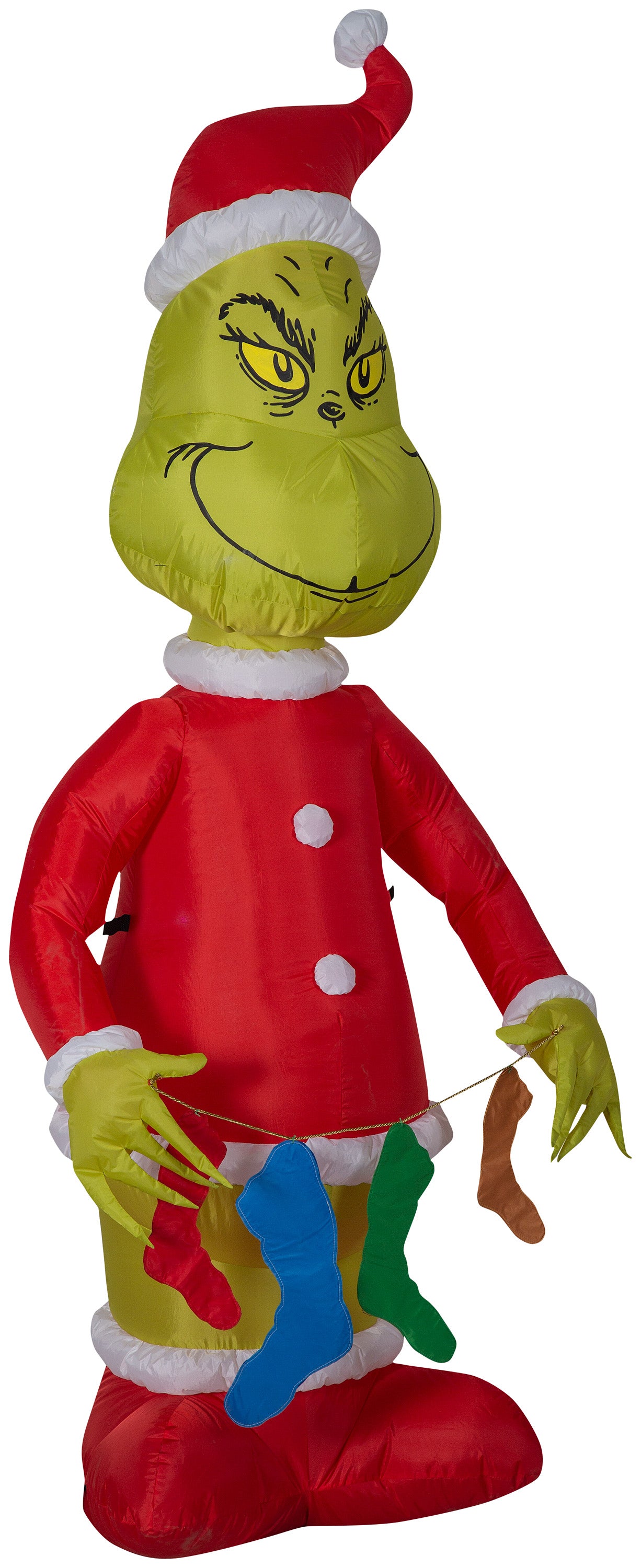 6.5-Ft Grinch Holding String of Stockings Christmas Inflatable image 3
