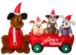 Load image into Gallery viewer, Gemmy Christmas Airblown Inflatable Mixed Media Wagon Full of Puppies Scene w/LED, 5 ft Tall
