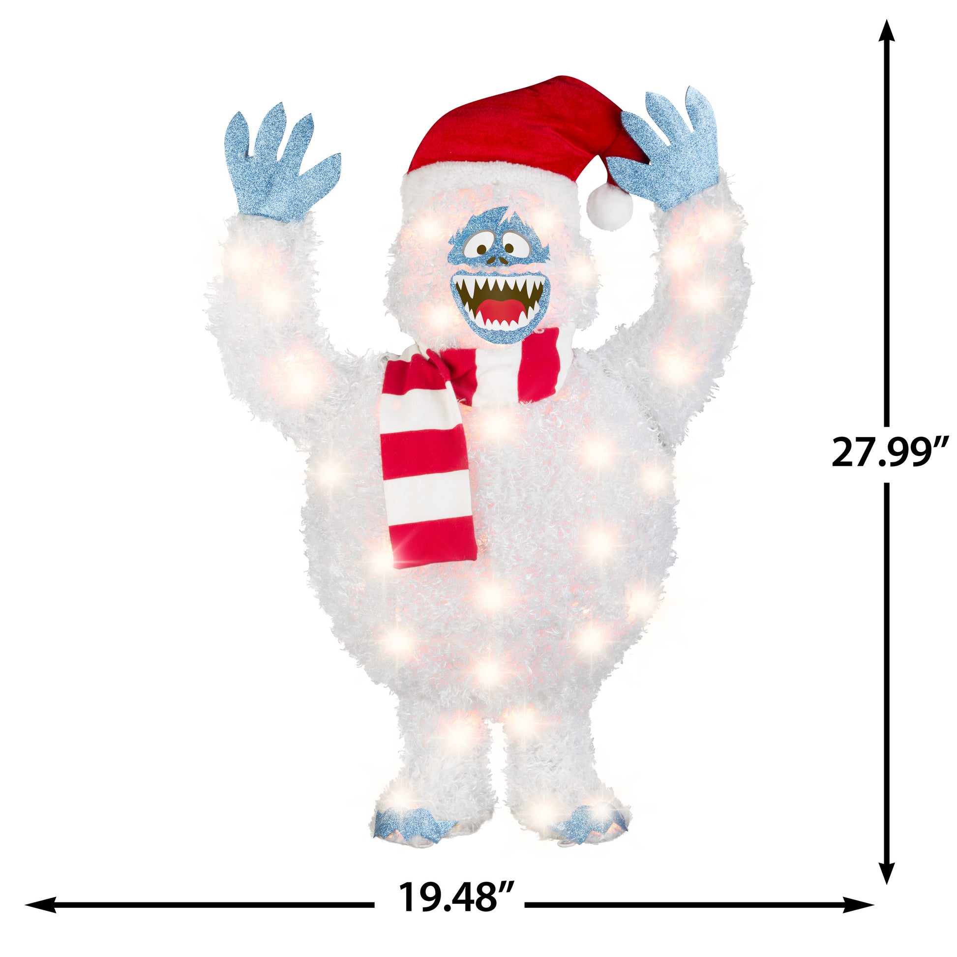 Rudolph The Red-Nosed Reindeer Bumble Tinsel Yard Sculpture, 28-Inch, Pre-Lit LED Christmas Décor dimensions