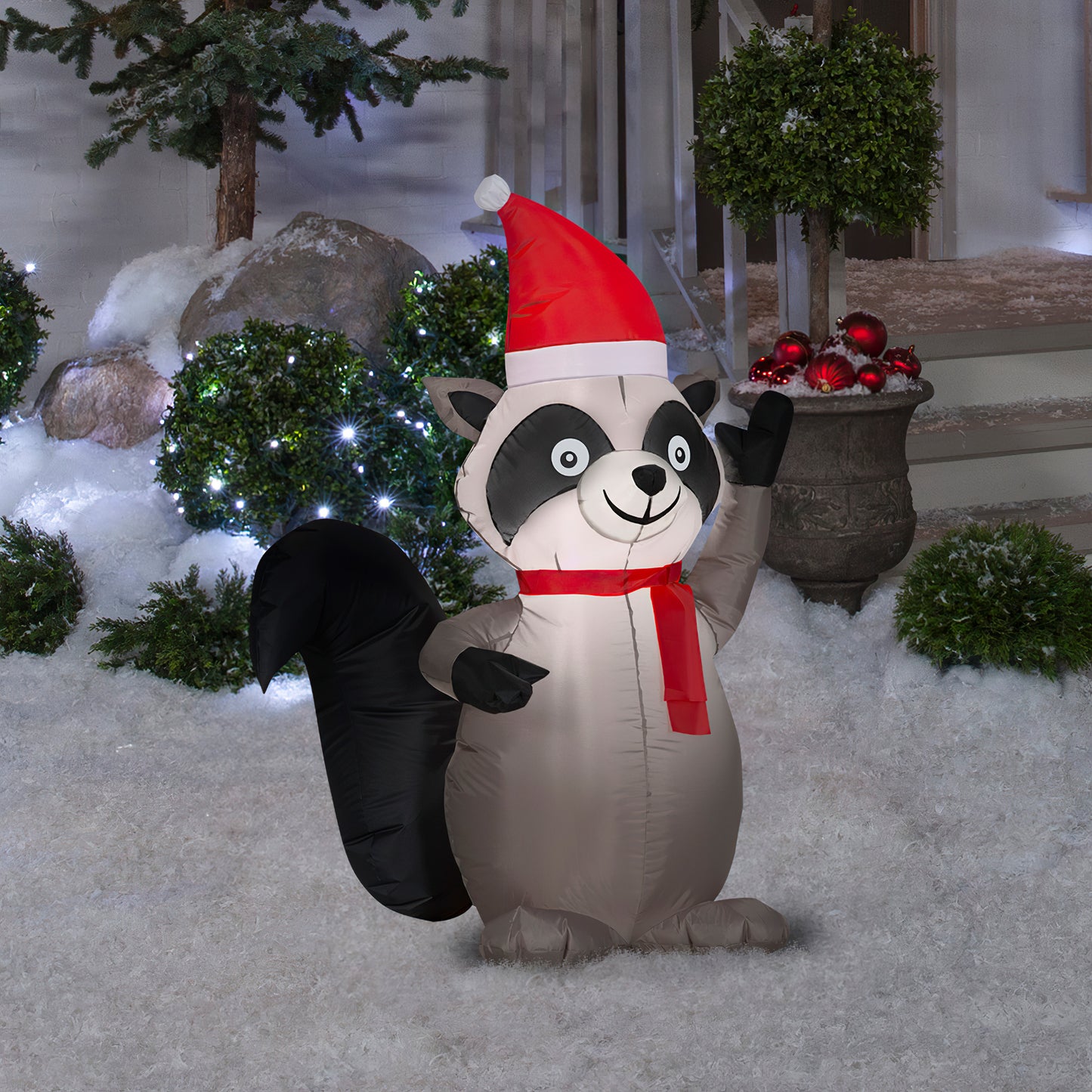 3.5' Raccoon Christmas Inflatable lifestyle