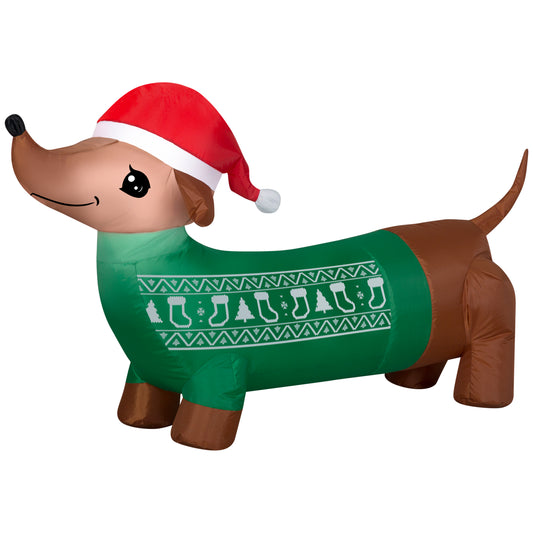 Christmas Inflatable Dachshund Dog with Green Sweater, 2 ft Tall