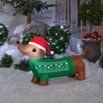 Load image into Gallery viewer, Gemmy Christmas Inflatable Dachshund Dog with Green Sweater, 2 ft Tall, Multi
