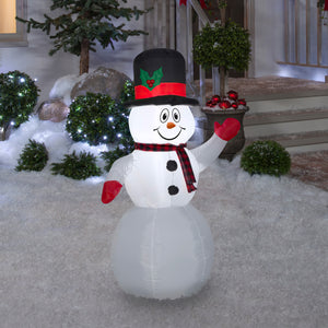 Gemmy Christmas Airblown Inflatable Snowman w/Top Hat, 4 ft Tall, White