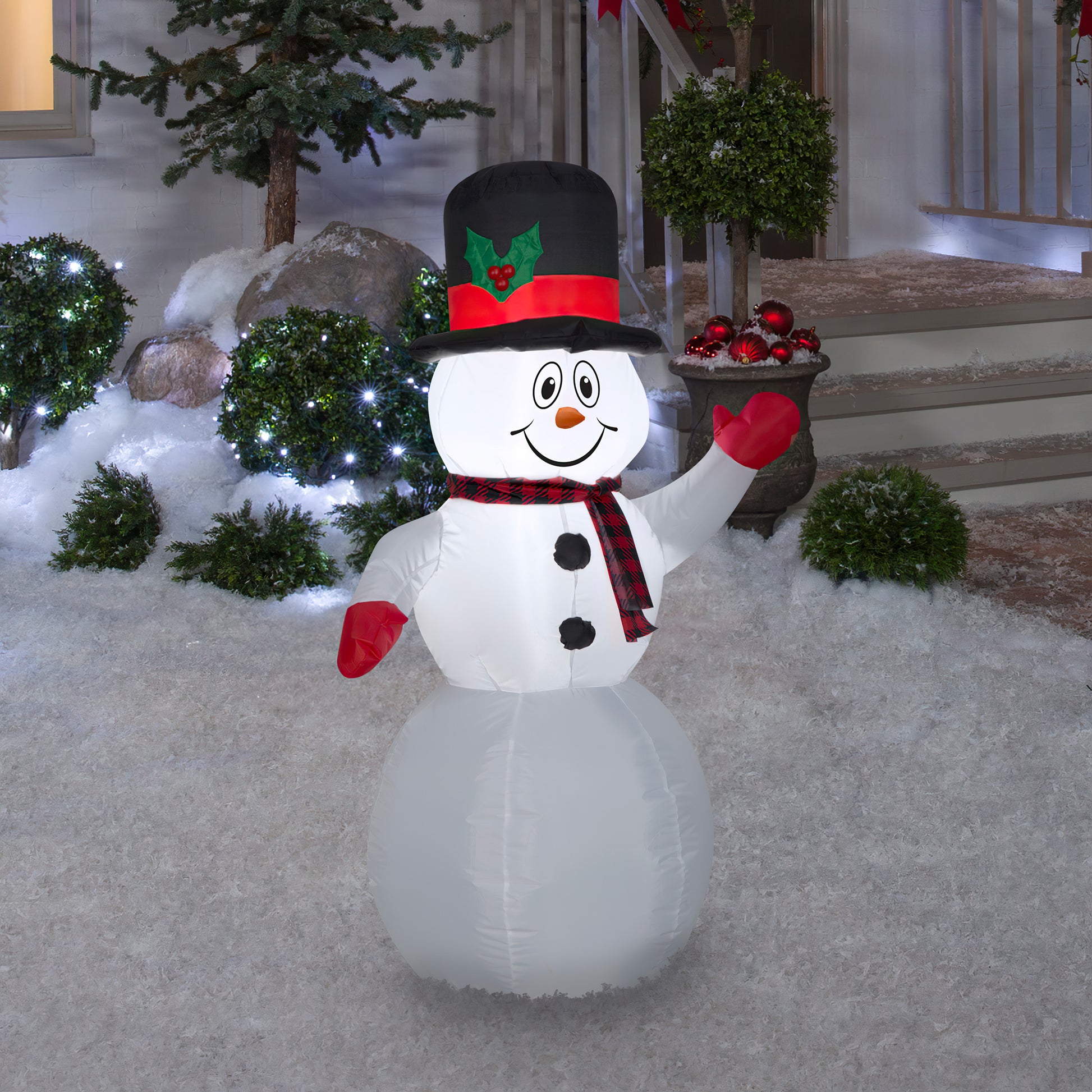 Christmas Inflatable Snowman w/Top Hat, 4 ft Tall lifestyle
