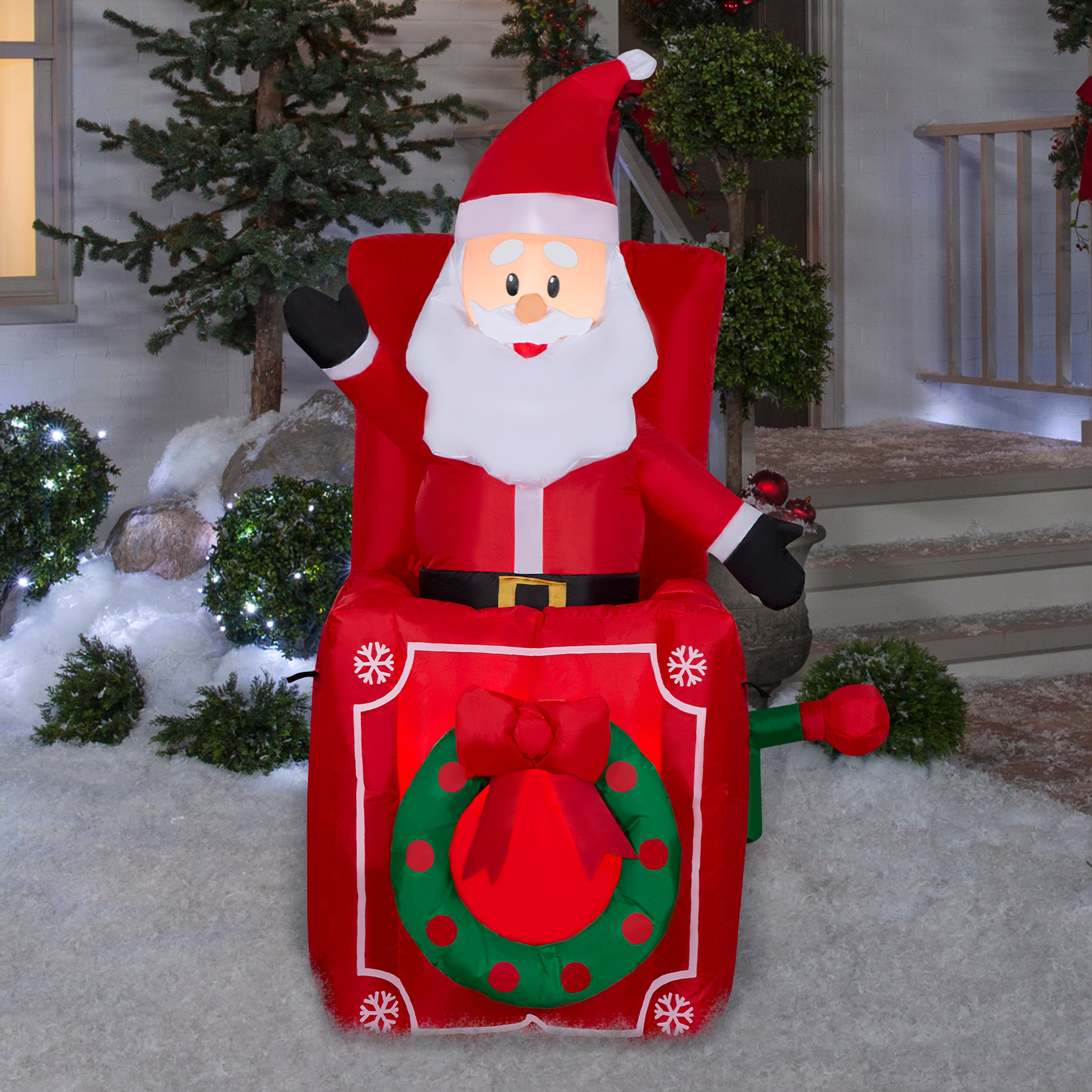 Gemmy Animated Christmas Inflatable Santa in Pop Up Box, 5 ft Tall, Multi