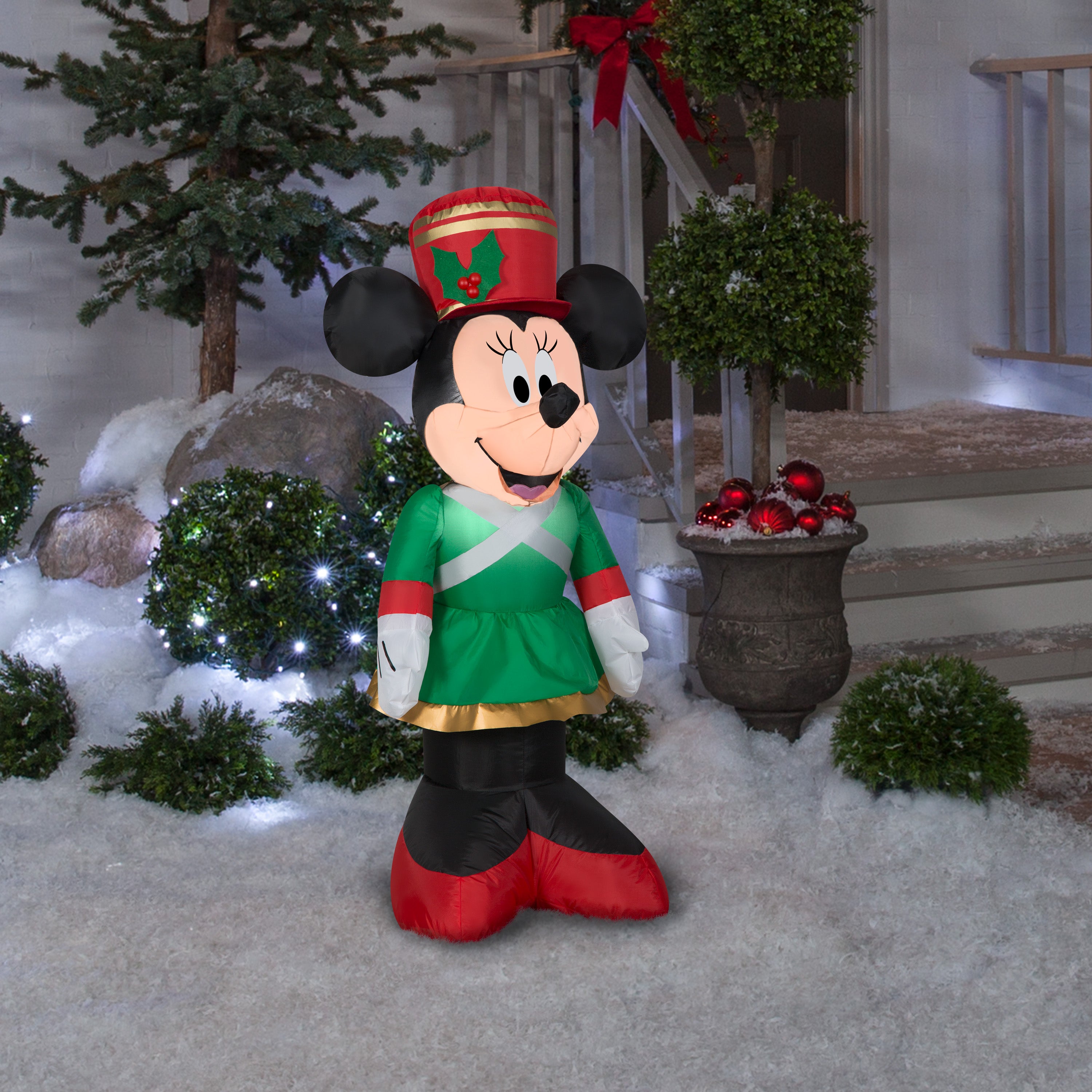 Gemmy Christmas Airblown Inflatable Inflatable Minnie Mouse as Toy Soldier, 3.5 ft Tall, green