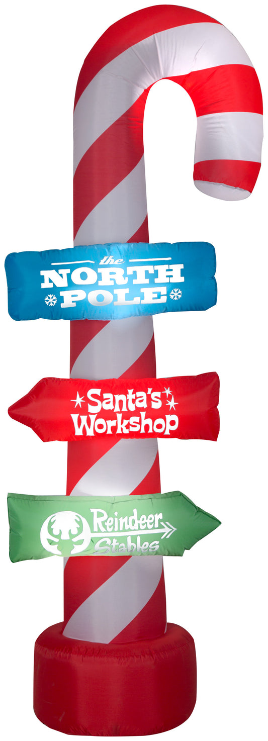 Christmas Inflatable Candy Cane w/Stacking Signs, 8 ft Tall