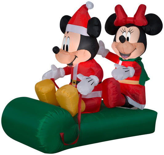 5' Mickey and Minnie on Sled Christmas Inflatable