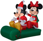 Load image into Gallery viewer, Gemmy 5&#39; Airblown Mickey and Minnie on Sled Christmas Inflatable
