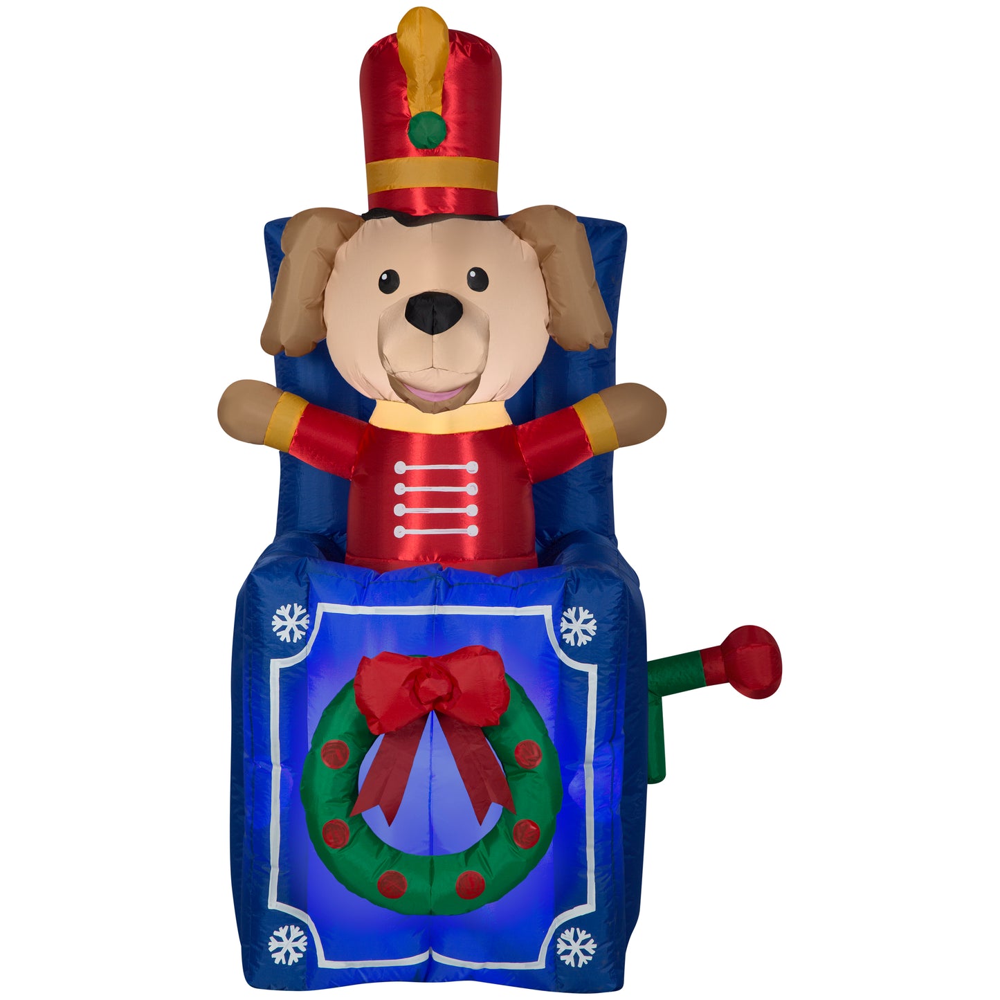 5-Ft Animated Toy Soldier Dog in Pop Up Box Christmas Inflatable